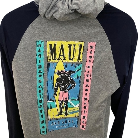 MAUI And SONS Hoodie Shark Surf Sweatshirt Pullover Men S Small - Picture 4 of 6